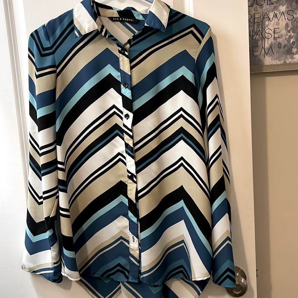 Polyester Button Up Blouse - image 1